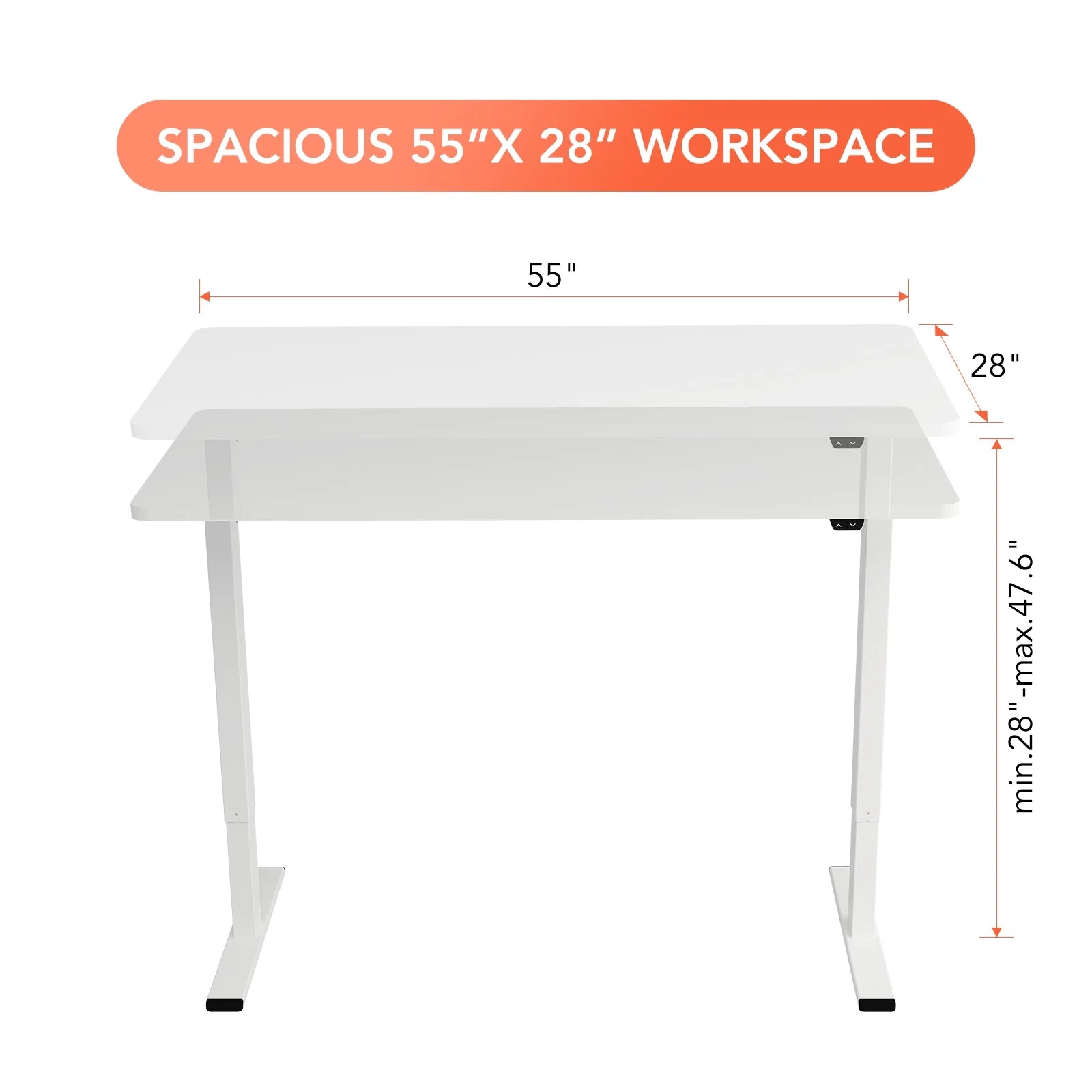 White Electric Height Adjustable Desk U555