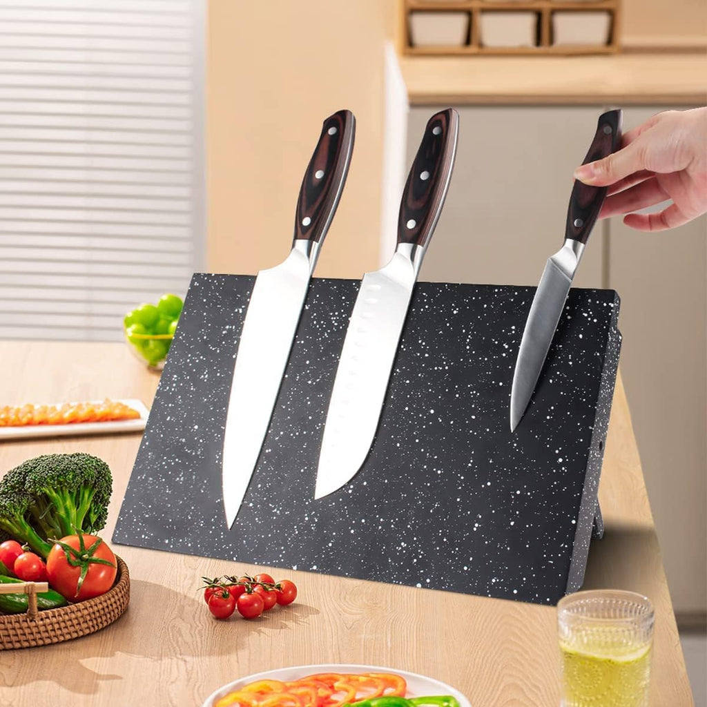 3 PCS German High Carbon Stainless Steel Chef Knife Set with Magnetic Knife Block A367368