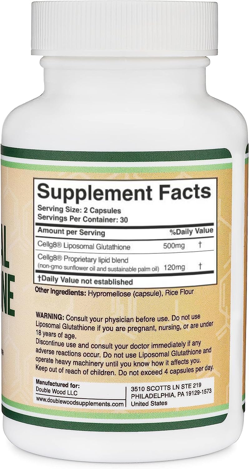 Liposomal Glutathione Supplement 500mg per Serving, 60 Capsules J7639