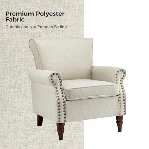 Accent Chairs Set of 2 with Wood Legs & Removable Cushion, RED N15814