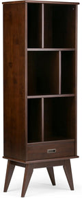 Medium Auburn Brown Solid Hardwood Bookcase with 6 Shelves V952