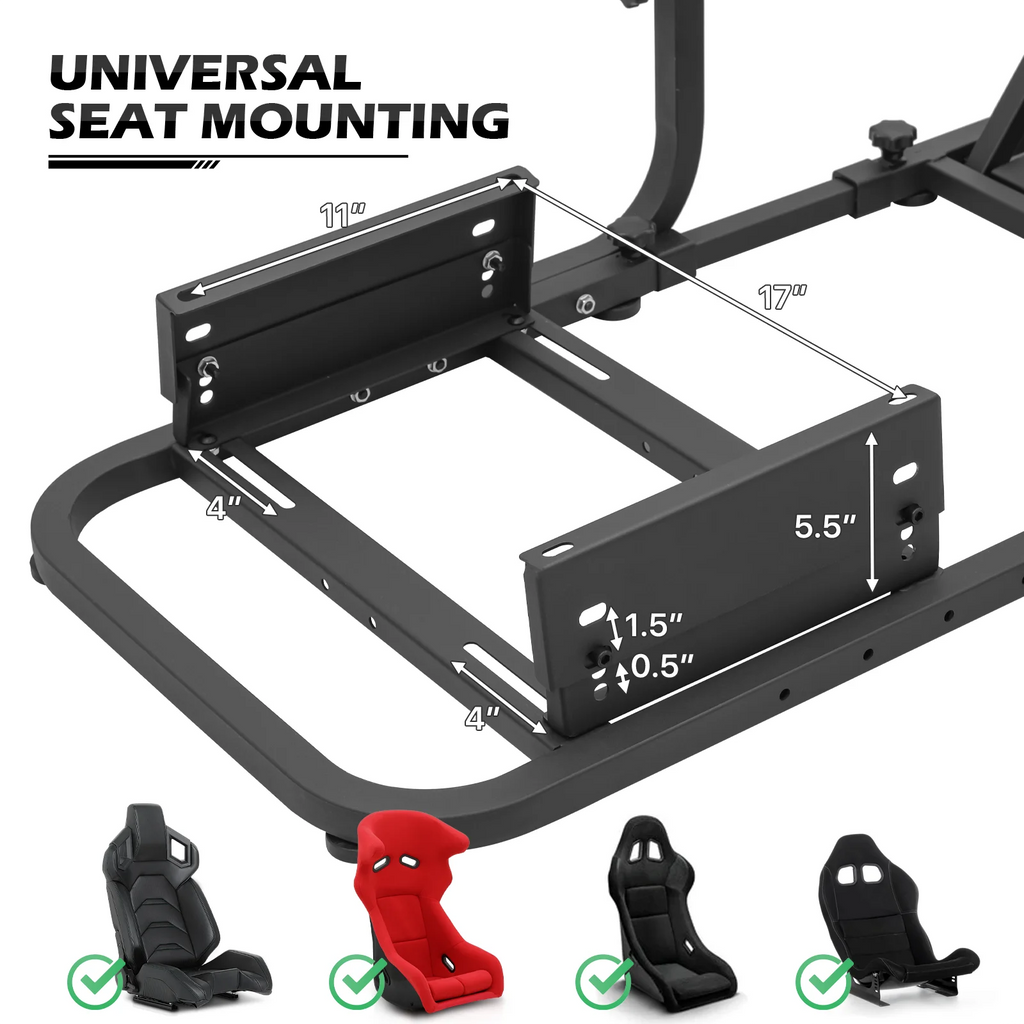 Racing Steering Wheel Stand with Racing Seat, Adjustable Slide, Red T84583