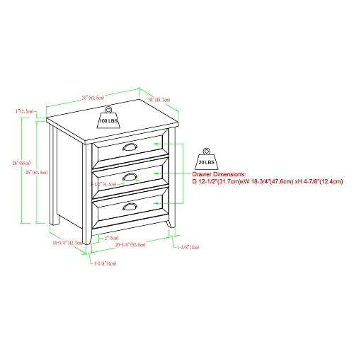 White Oak 3 Drawer Nightstand Set of 2 U559