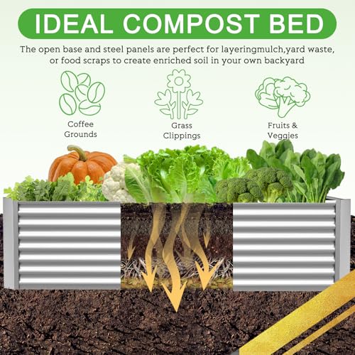 3 Pack Galvanized Steel Raised Garden Bed 36x18 inch J317