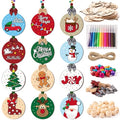 12 Styles Unfinished Wooden Christmas Ornaments Kit with Paint Pens K235916