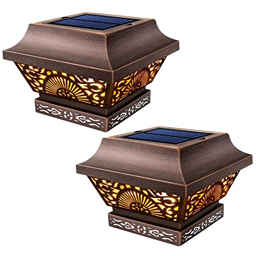 2 Pack Black Metal Solar Post Cap Lights Q37023