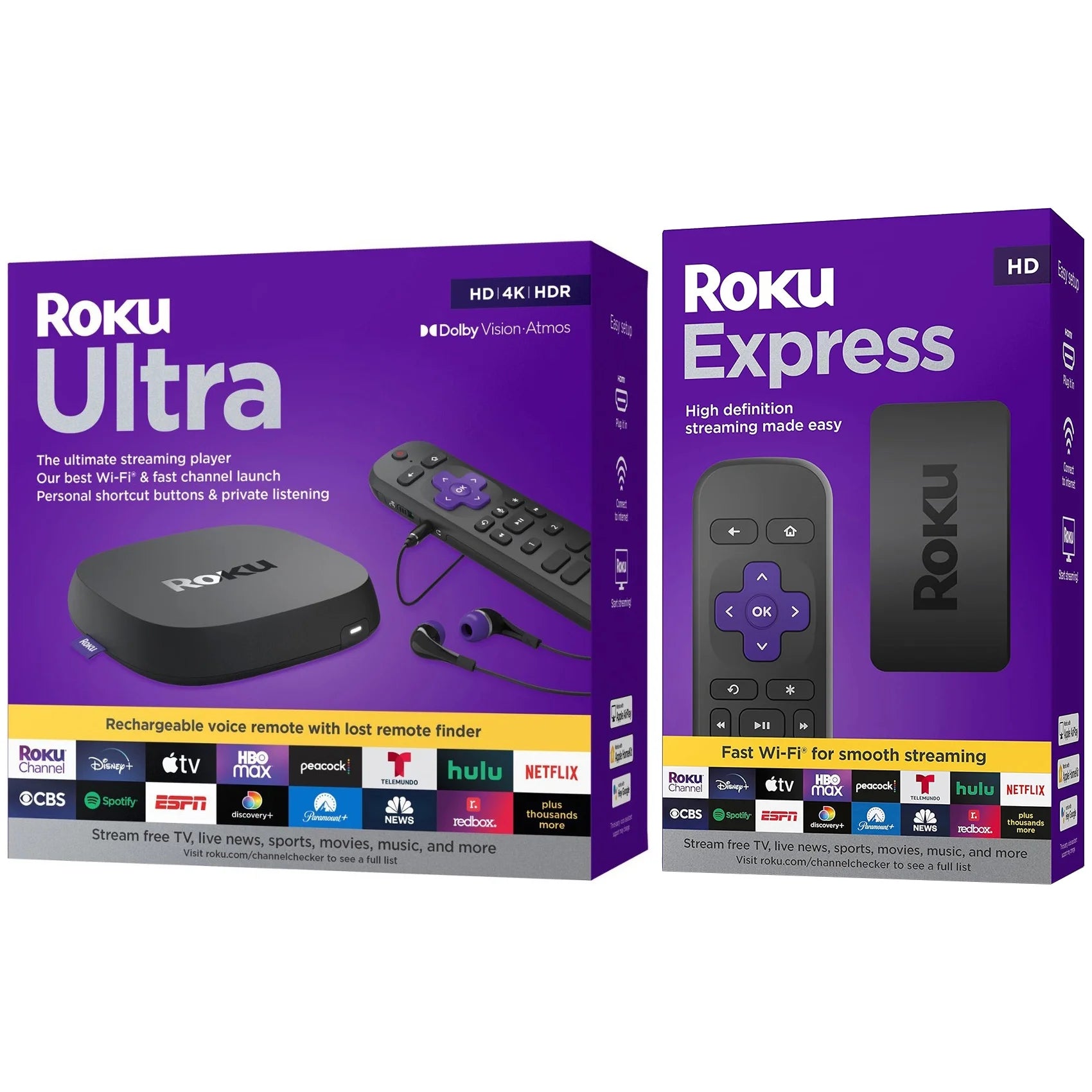 4K HDR Dolby Vision Streaming Device with Voice Remote Pro and Roku Express HD Bundle M678110