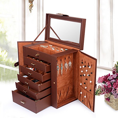 Extra Large 6 Tier 5 Drawers Jewelry Box with Mirror P918687