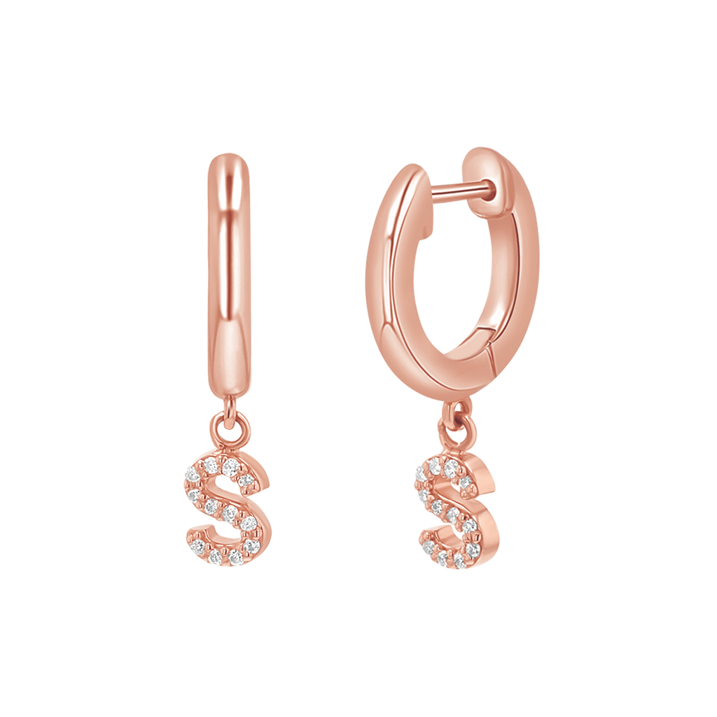 Diamond Initial Charm Drop Huggies H10683