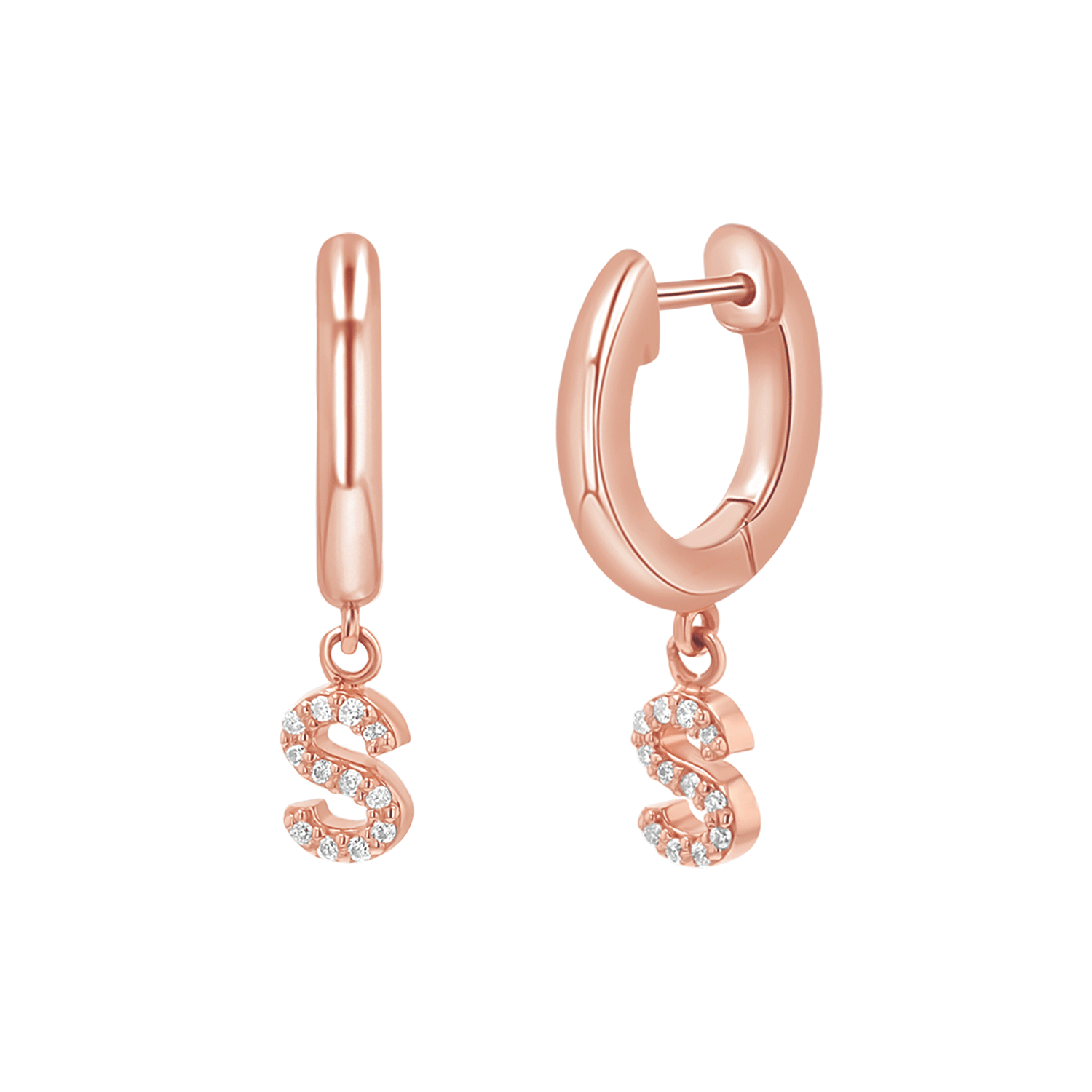 Diamond Initial Charm Drop Huggies H10683