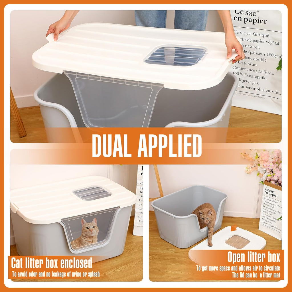 Extra Large Enclosed Cat Litter Box with Scoop Front Entry G82870