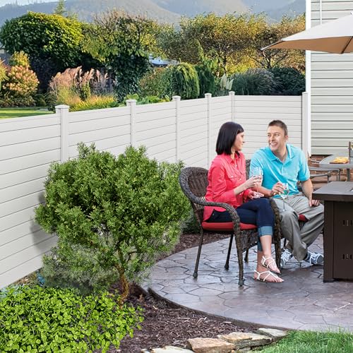 50"W X 50"H Vinyl Air Conditioner Fence Privacy Screen with Metal Stakes (2 Panels) L9847