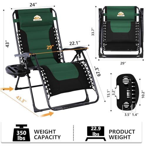 Oversized Padded Zero Gravity Lounge Chair Black M858838