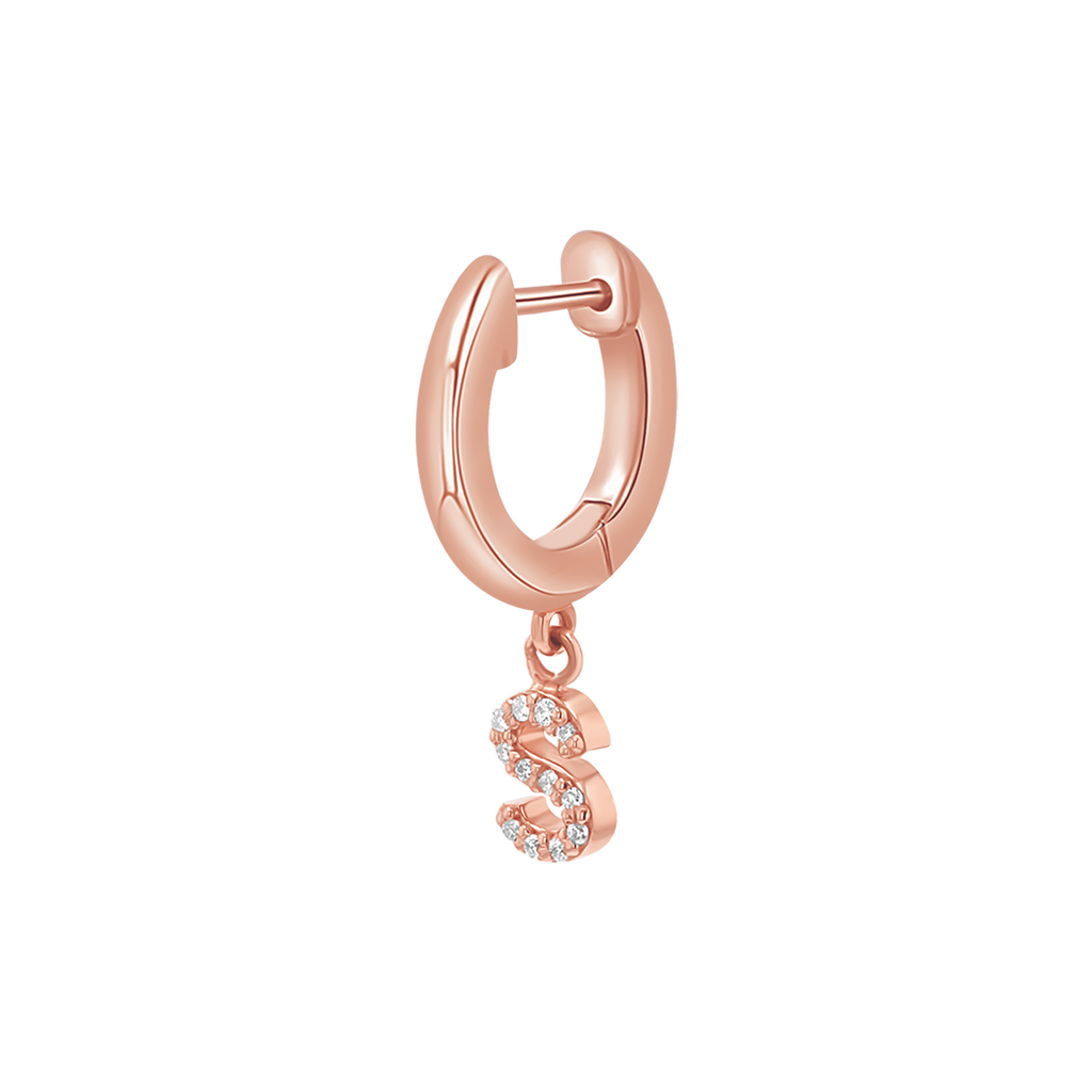 Diamond Initial Charm Drop Huggies H10683