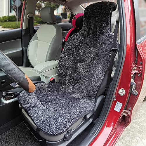Black Sheepskin Seat Cover Genuine Australian Lambskin Curly Wool Seat Cushion N22915