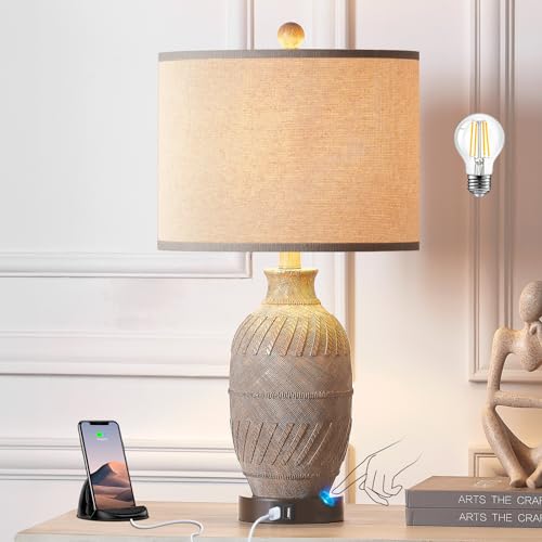 Set of 2 Dimmable Touch Control Table Lamps with USB Ports and AC Outlet S68798