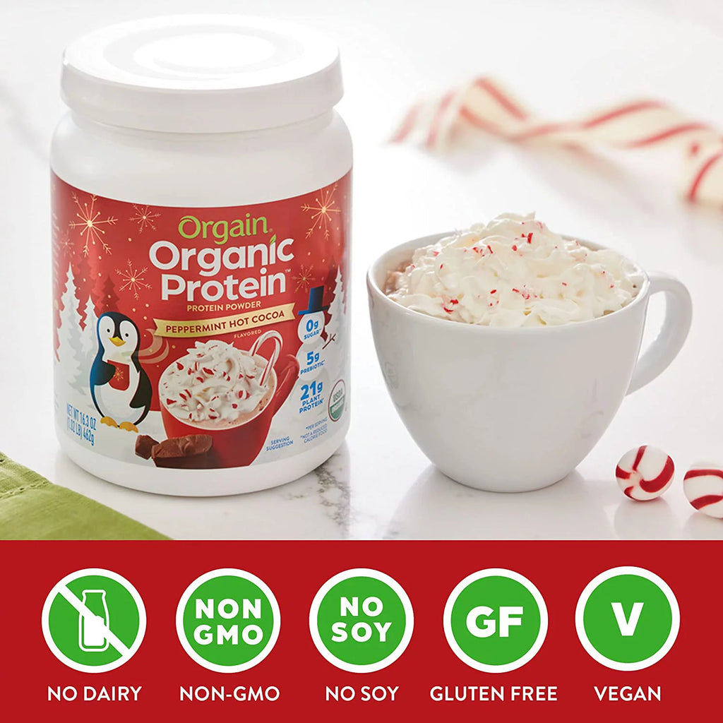 Peppermint Hot Cocoa Organic Plant Based Protein Powder, 1.02 Lb L76947