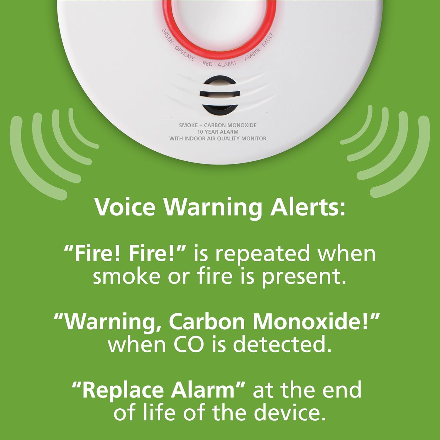 Smart Smoke & Carbon Monoxide Detector with Indoor Air Quality Monitor, Hardwired w/Battery Backup L496292