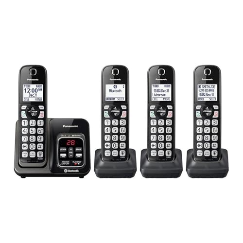 Metallic Black Cordless Phone System with 3 Handsets X839