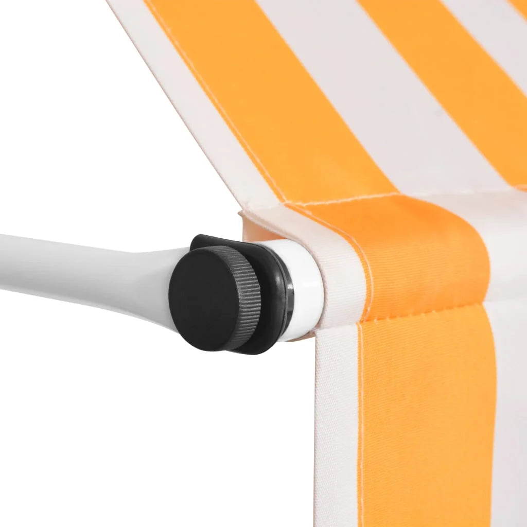 Manual Retractable Awning 118.1" Yellow and White Stripes M160075