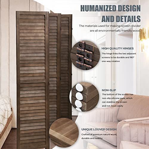 4 Panel 5.75FT Wooden Folding Room Divider R9421