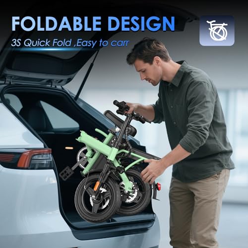 E14 Electric Bike 500W Motor, Folding Ebike 14" 48V 13Ah Removable Battery L300