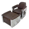 Genuine Leather Polished Aluminum Armchair M966407