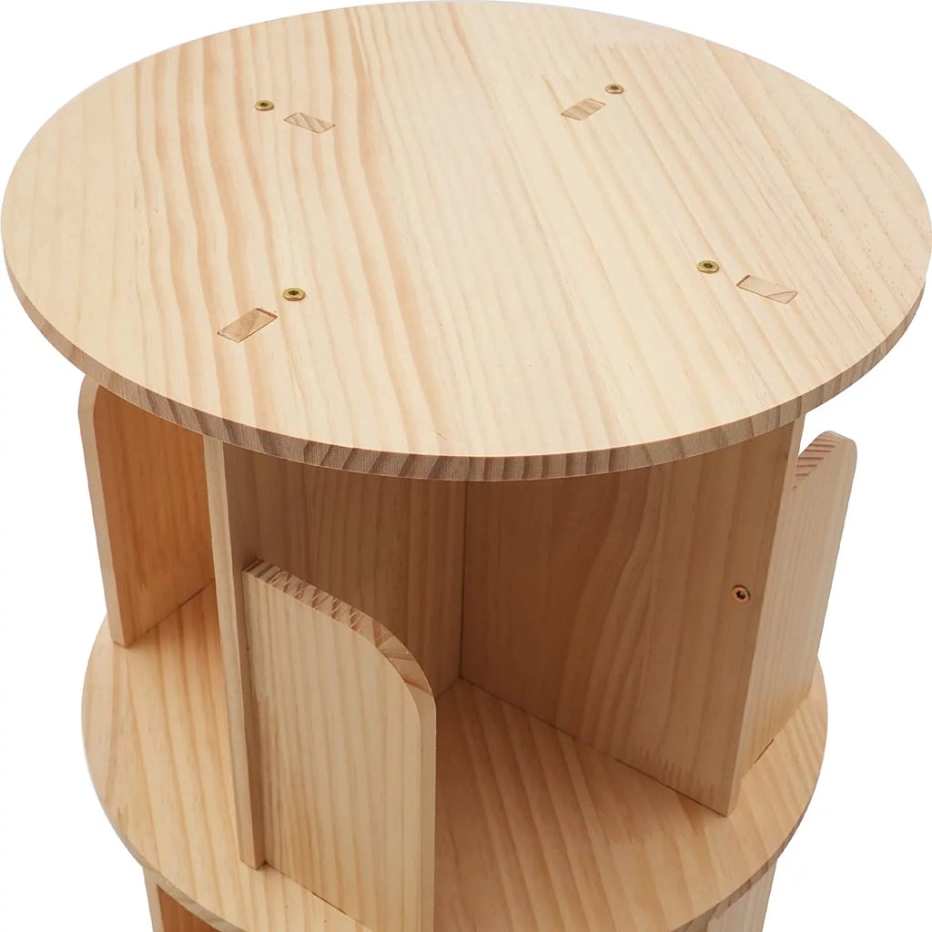 Wooden Rotating Bookshelf with 4 Legs Floor Standing Bookcase 3 Tiers M799757