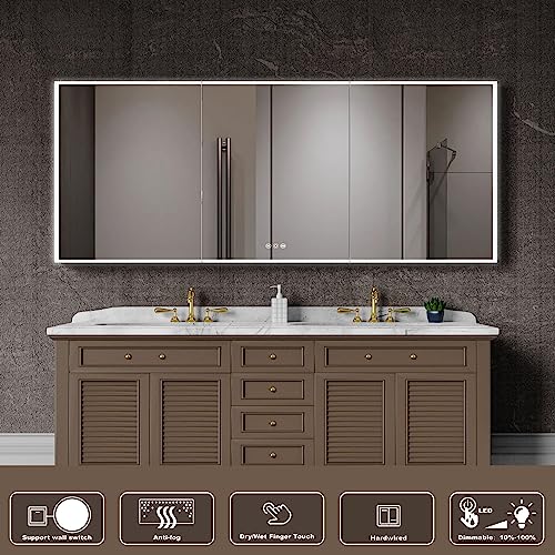 48”W x 30”H Wall Mounted LED Medicine Cabinet Mirror with Double Doors L485630