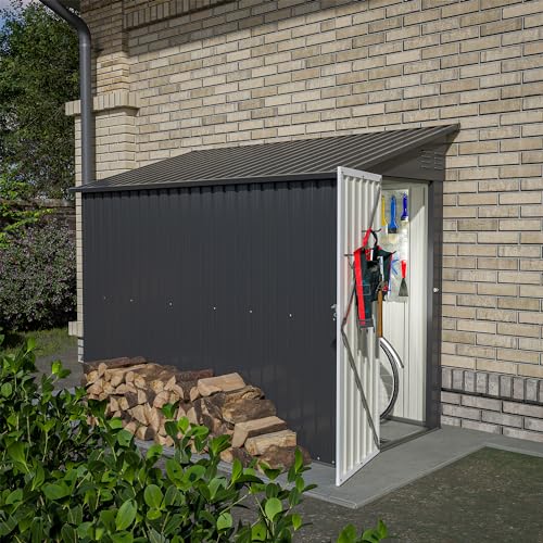 Black Heavy-Duty Outdoor Metal Storage Shed with Floor Base T474