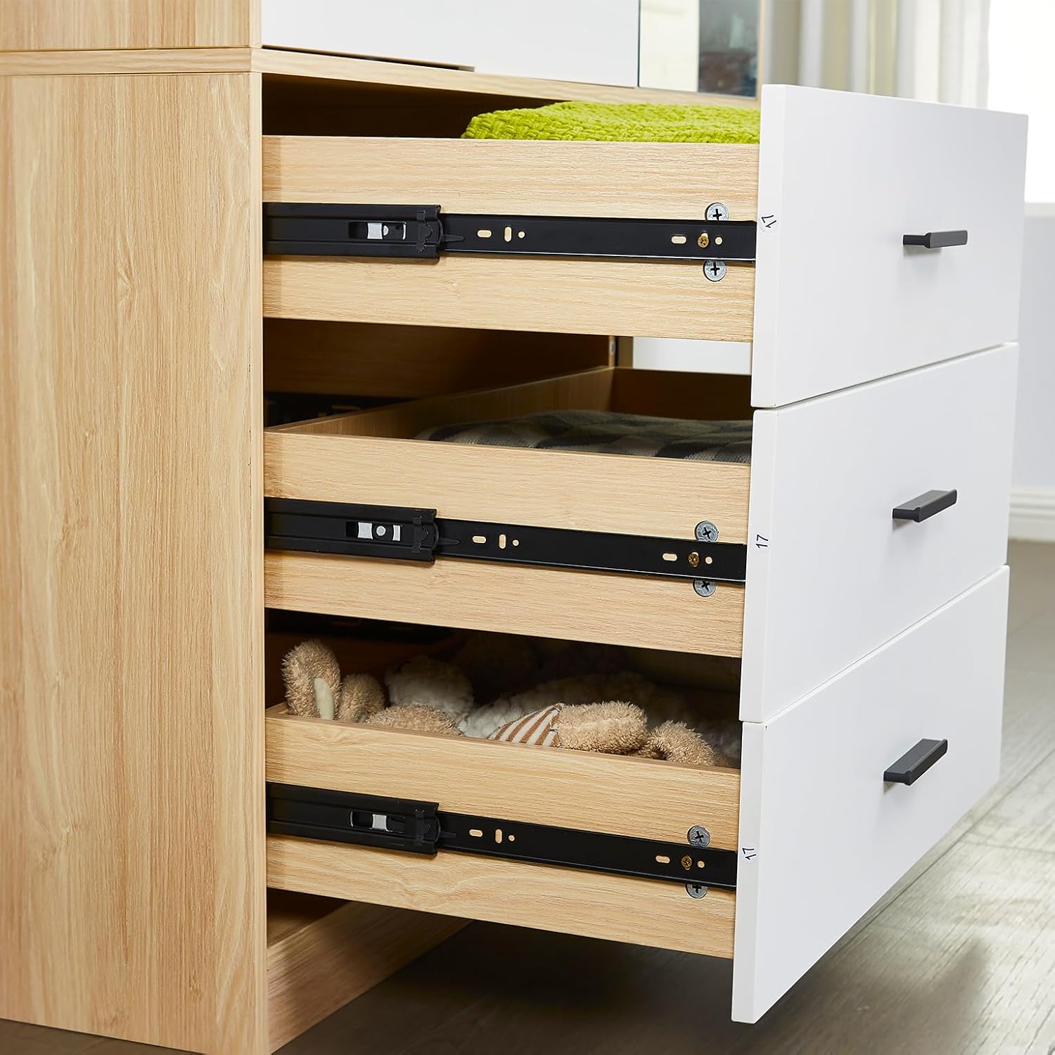 Wooden Wardrobe Closet with 3 Drawers and 2 Doors T7030