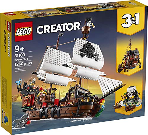 LEGO Creator 3 in 1 Pirate Ship Building Set, 4 Minifigures, Shark Toy, Ages 9+ N810