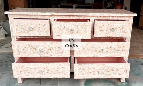 Pink Gray Hand Painted Wooden Chest of Drawers E3906