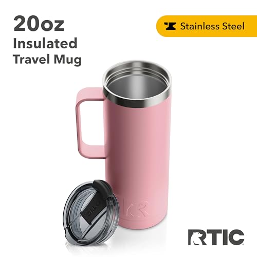 20 oz Stainless Steel Vacuum-Insulated Travel Mug with Lid and Handle Y47115