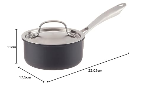 Black/Stainless Hard-Anodized Nonstick 1-Quart Saucepan with Cover A26286