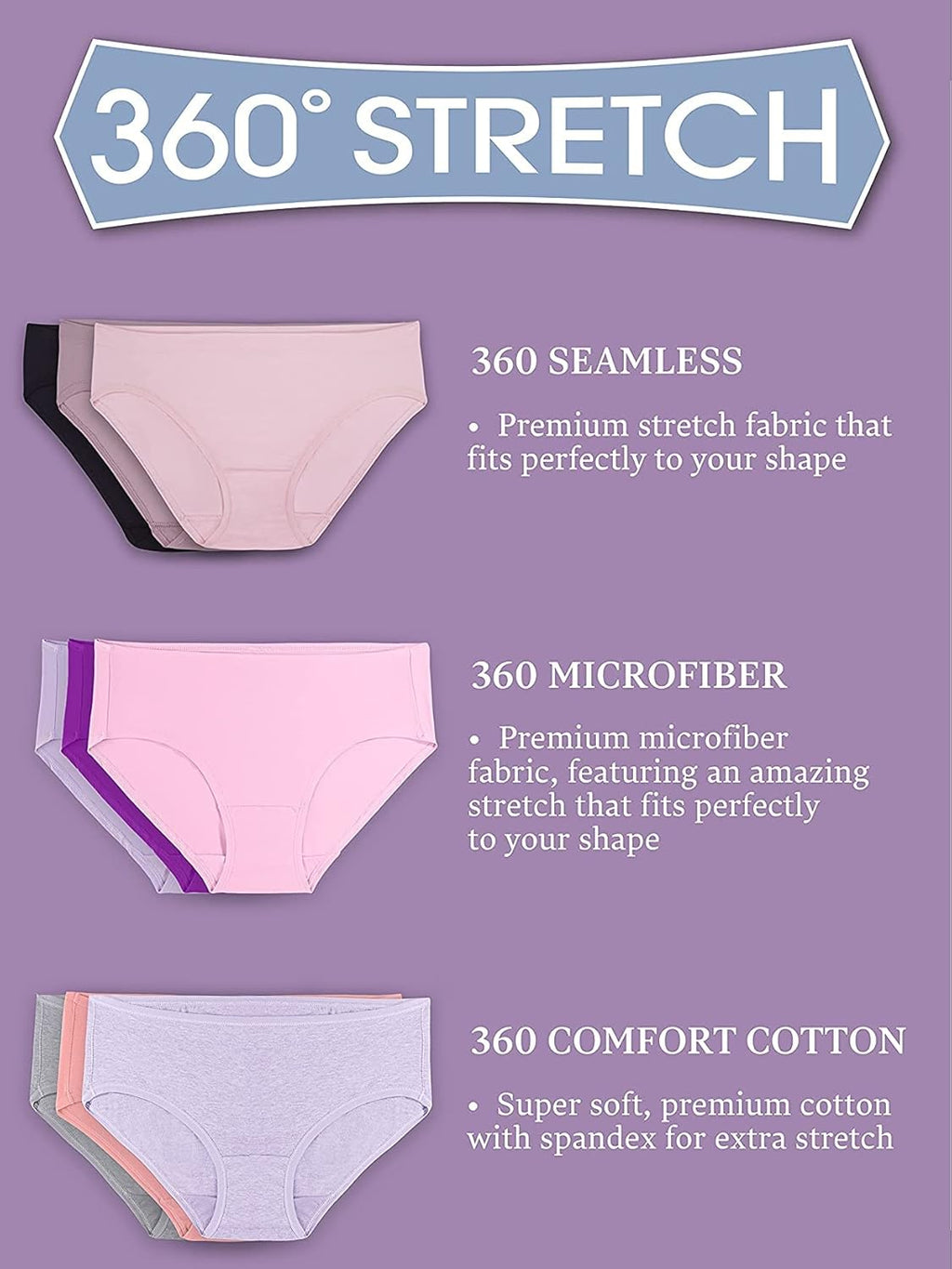 5 Pack Microfiber Hi-Cut Panties, Multicolor M6934