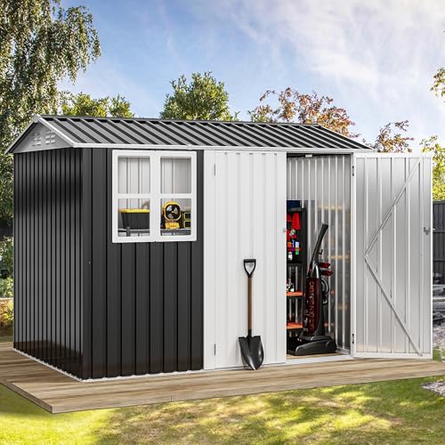 6x4ft Dark Gray Metal Storage Shed P978