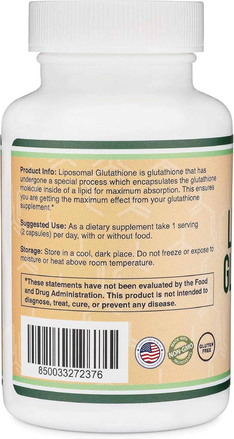 Liposomal Glutathione Supplement 500mg per Serving, 60 Capsules J7639