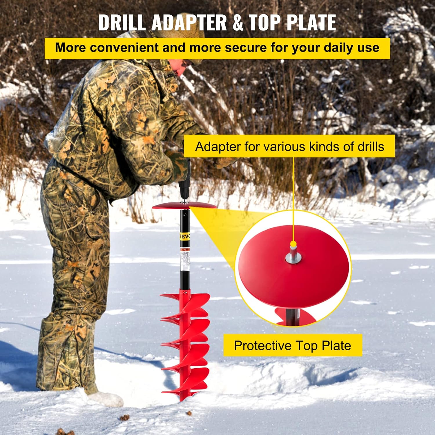 8'' Diameter Nylon Ice Auger with Adjustable Extension Rod G95083