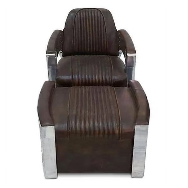 Genuine Leather Polished Aluminum Armchair M966407