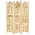Hand Carved 3-Panel Room Divider Solid Mango Wood X446944
