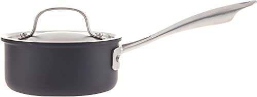 Black/Stainless Hard-Anodized Nonstick 1-Quart Saucepan with Cover A26286