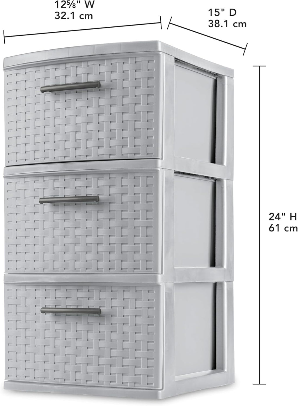 3 Drawer Plastic Cement Weave Tower N55760