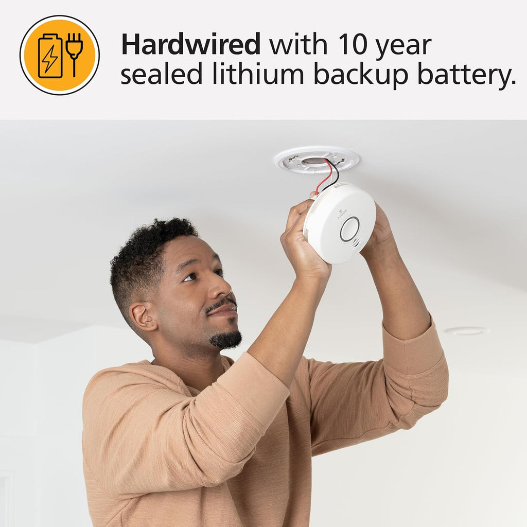 Smart Smoke & Carbon Monoxide Detector with Indoor Air Quality Monitor, Hardwired w/Battery Backup L496292