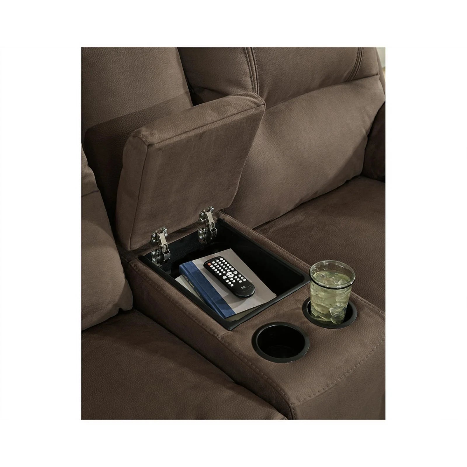 Brown Faux Leather Power Reclining Loveseat P204