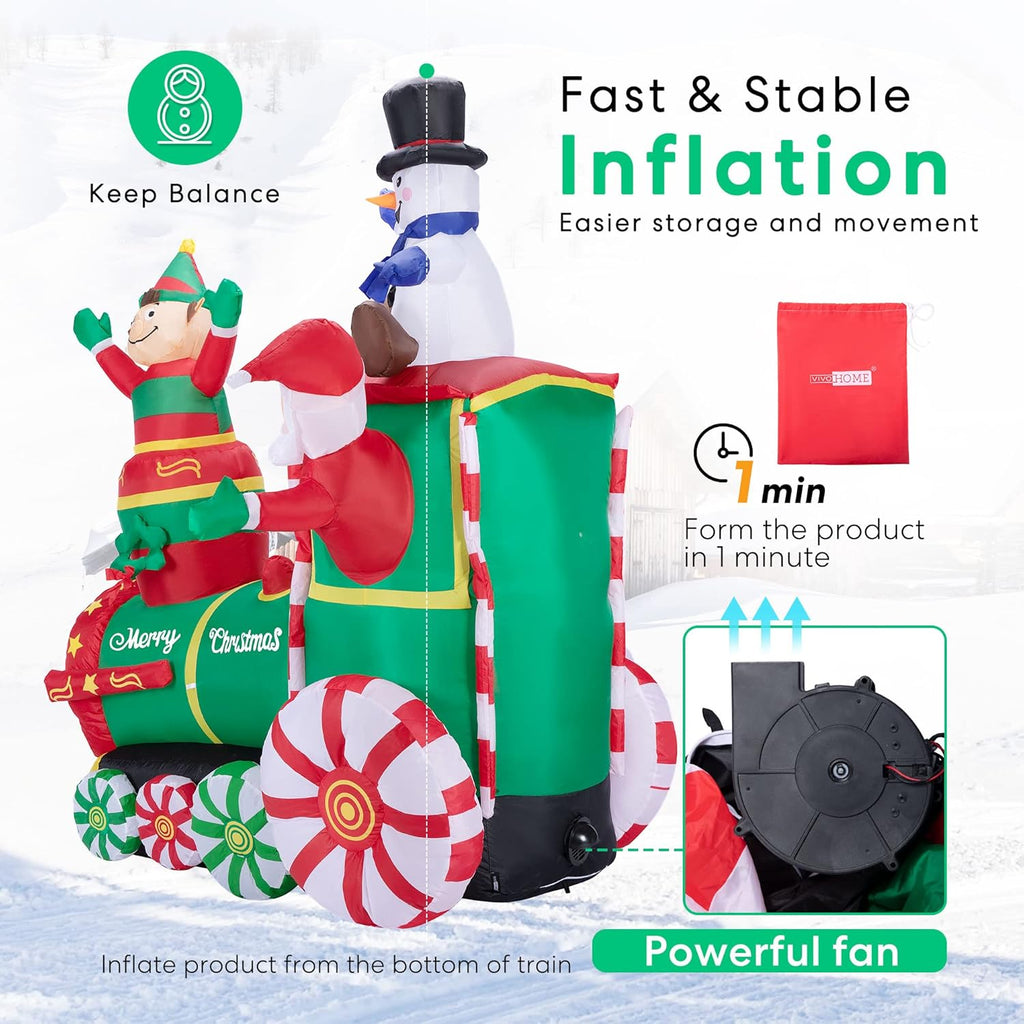 6ft Height Christmas Inflatable Santa Claus with Elf and Snowman Built-in LED Lights G8224