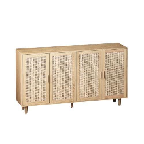Natural Sideboard Cabinet with 4 Rattan Doors J561587
