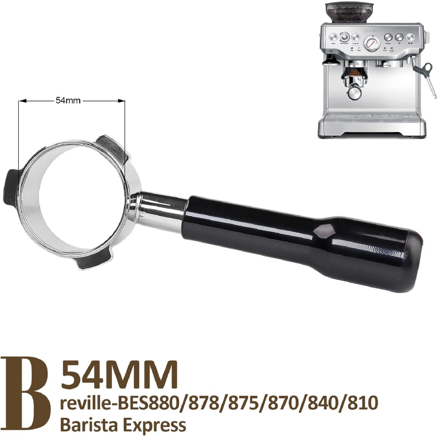 54mm Bottomless Portafilter with ABS Handle-Black V929668