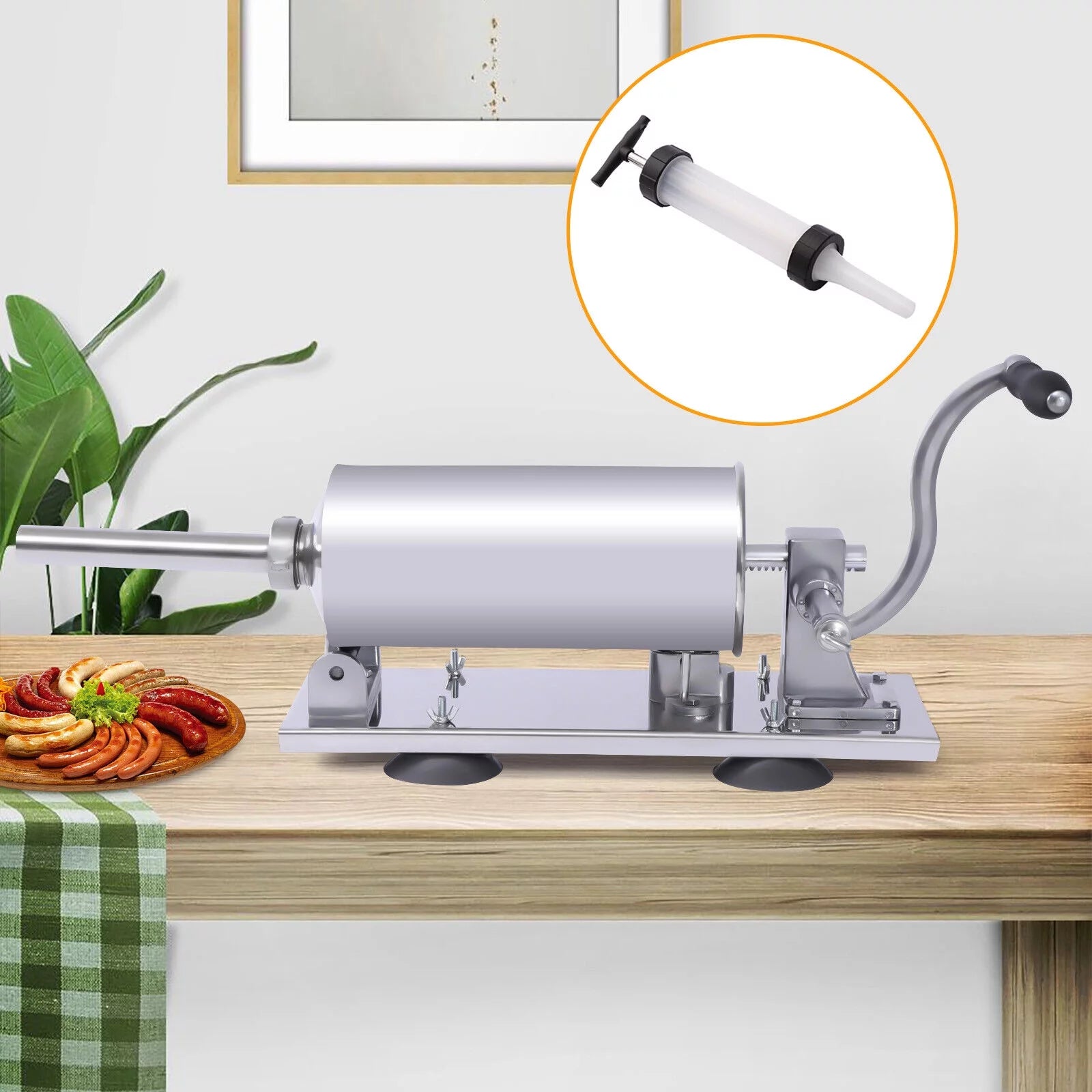 8LBS/4L Manual Stainless Steel Sausage Stuffer D347