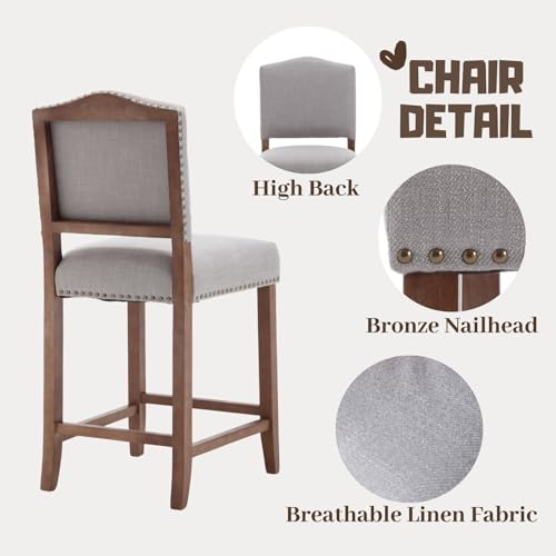 Faux Leather White 26 Inch Counter Height Bar Stools Set of 4 with Backs K264